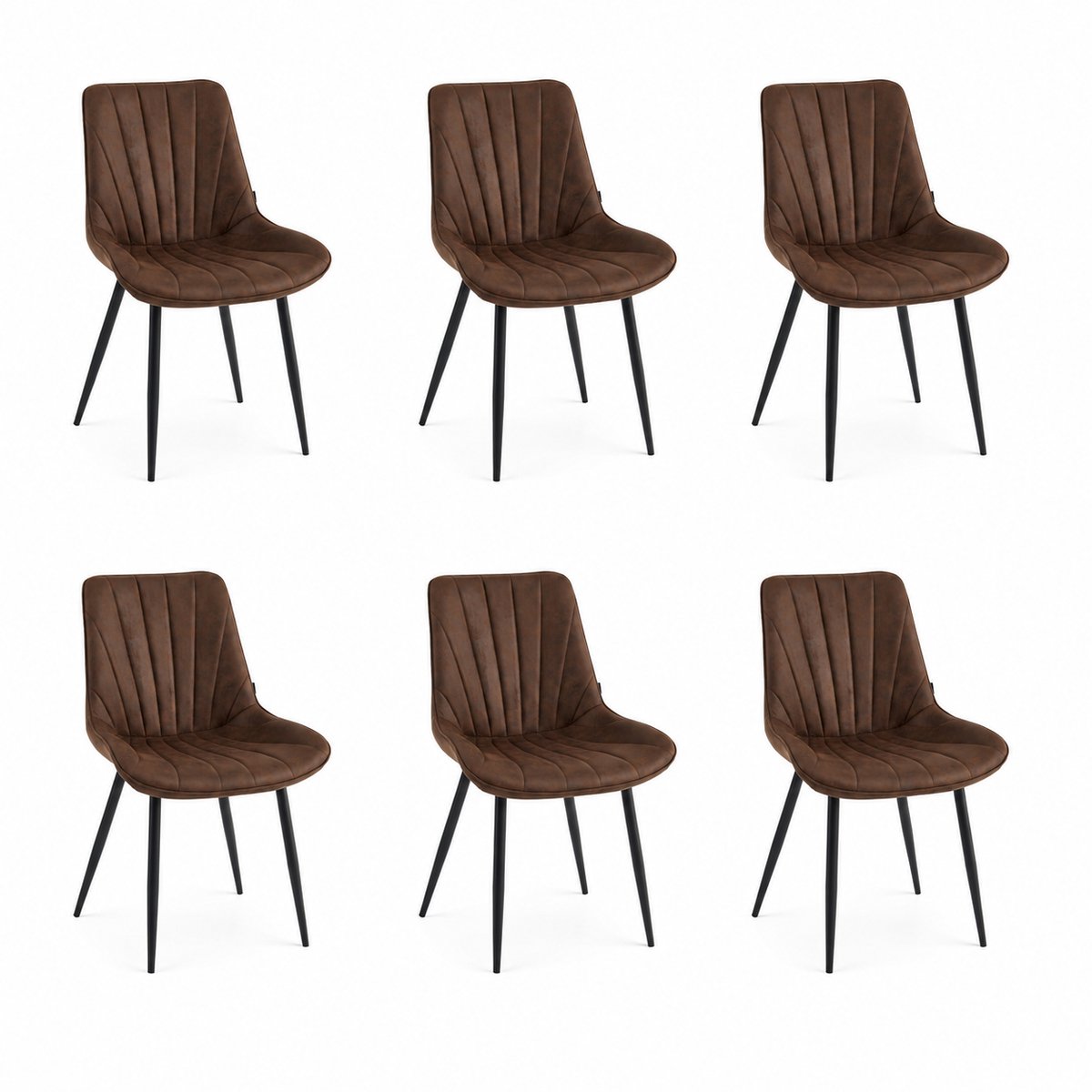 Colenis - Lesedi Eetkamerstoel - Set Van 6 - Bruin - Microfiber Stof