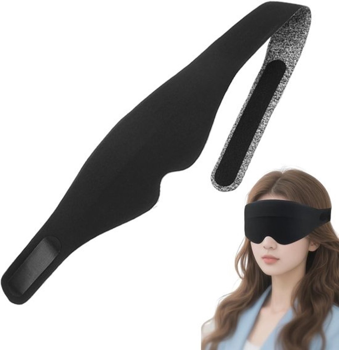Slaapmasker - Oogbedekking - Licht Blokkeren - 3D Contour Ontwerp - 28.6 x 10.9 cm - Zwart