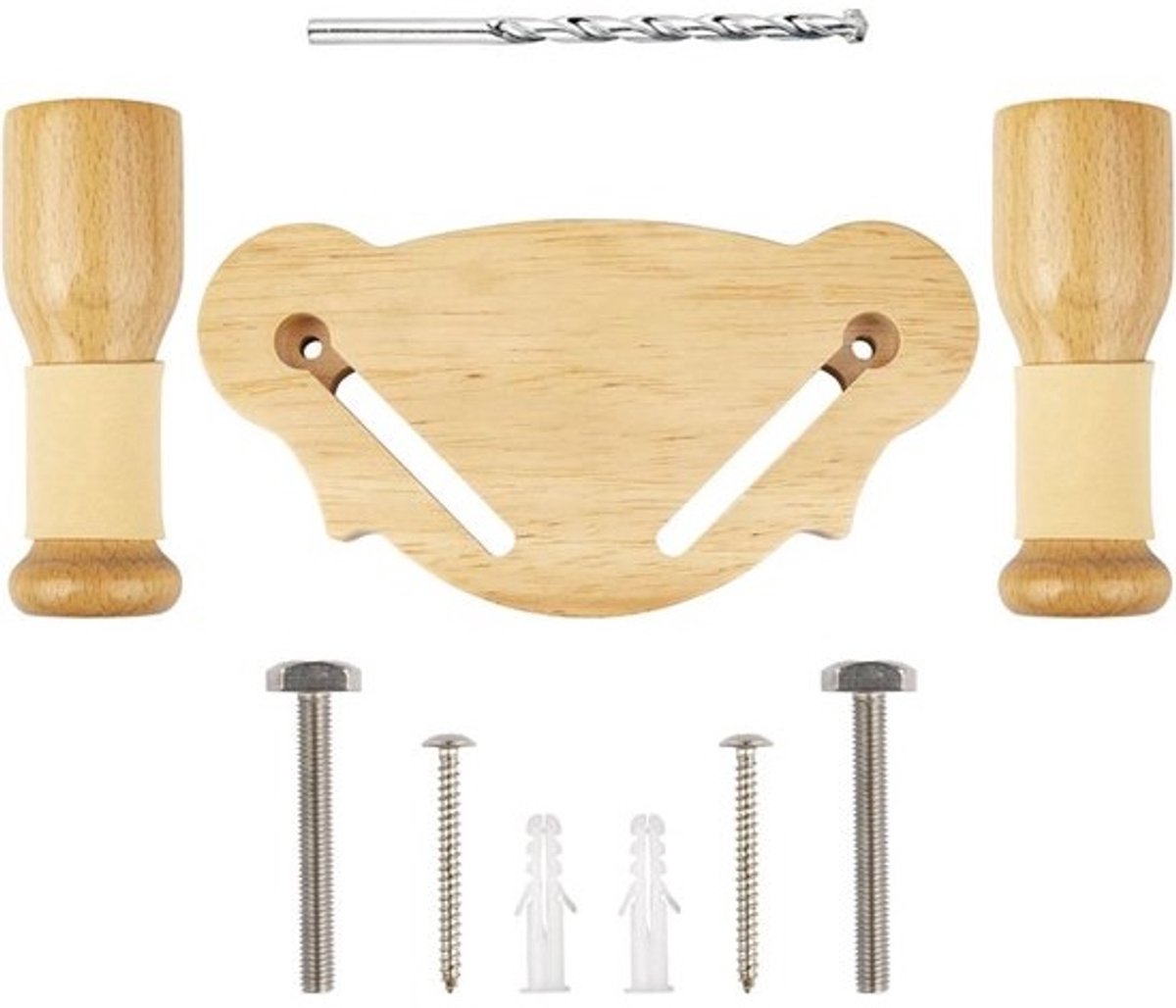 Houten Gitaarhanger - Muziekstandaard Muur - Instrument Presentatie - Draaibaar Jukontwerp - 66 mm Breedte - Houtkleur
