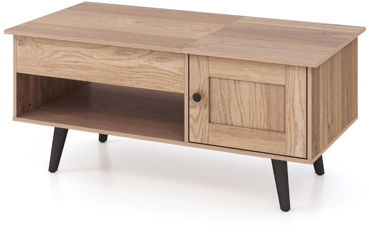 SureDeal® - Salontafel - Hefblad - Opbergruimte - Verborgen Vak Gesloten - Thuis Kantoor Bruin - Natuur - 100x50x46 cm - Naturel