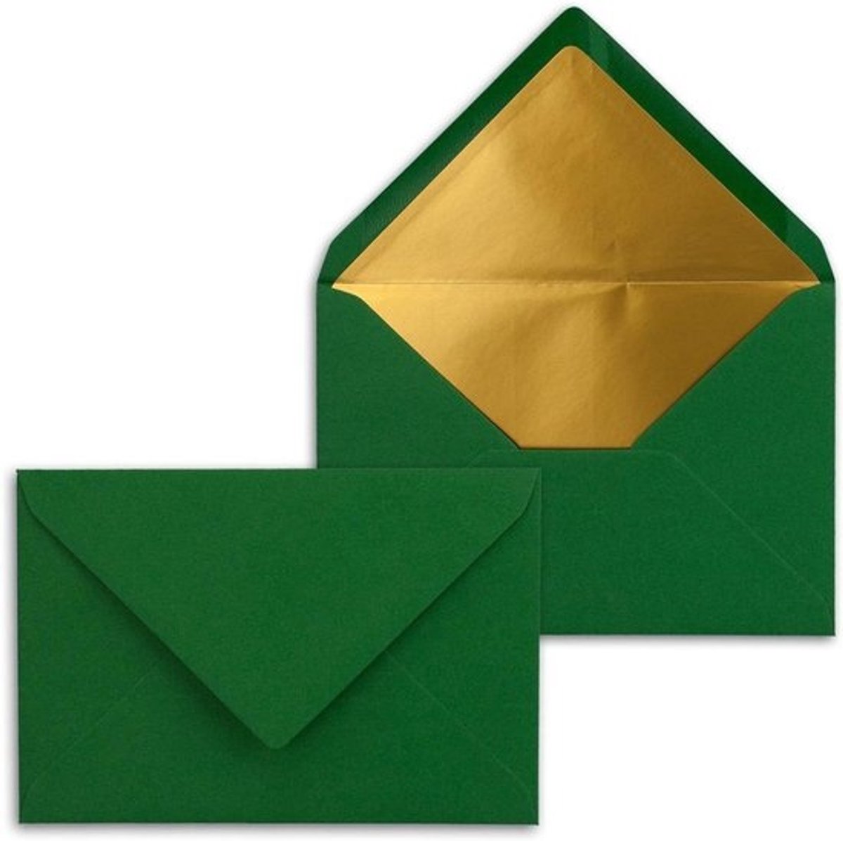 Enveloppen C6 - Briefpapier Postenvelop - Kaarten Versturen - Goudkleurige Metallic Voering - 50 stuks - Donkergroen