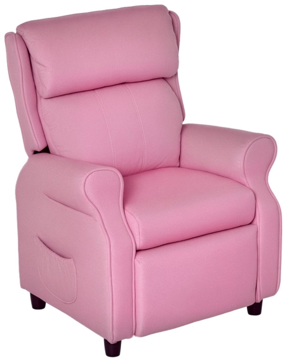 MODFU - Kinderfauteuil - Verstelbare Rugleuning En Voetensteun - Roze - Stof