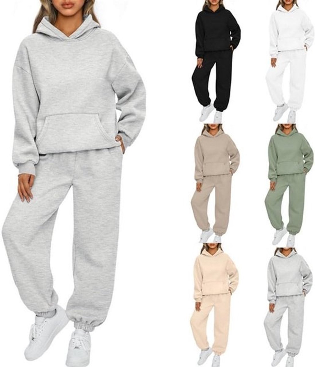 Elegant Dames Vrijetijdspak met Capuchon - Stijlvol en Comfortabel Joggingpak