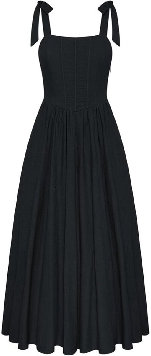Middeleeuwse mouwloze jurk voor dames met veters en gesmokte details, A-lijn, Renaissance stijl