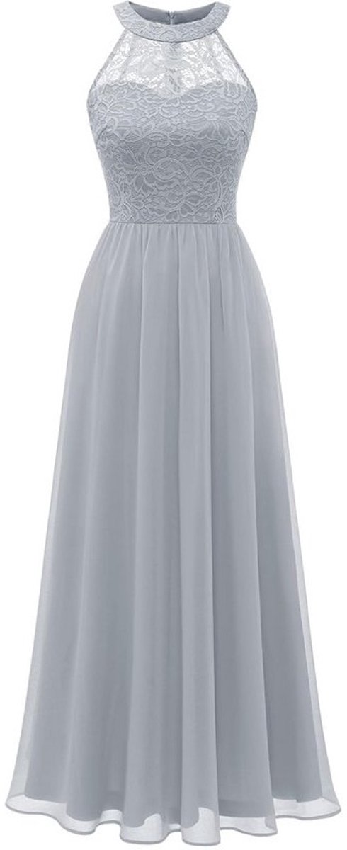 Lange Halter Chiffon Jurk voor Cocktailfeesten en Bruiloften