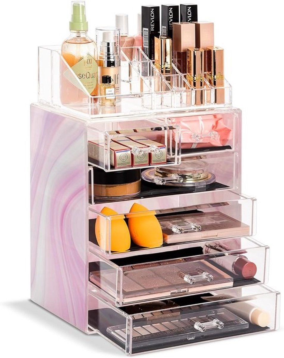 Grote Acryl Opbergdoos voor Make-up en Sieraden met 6 Laden en 16 Vakken