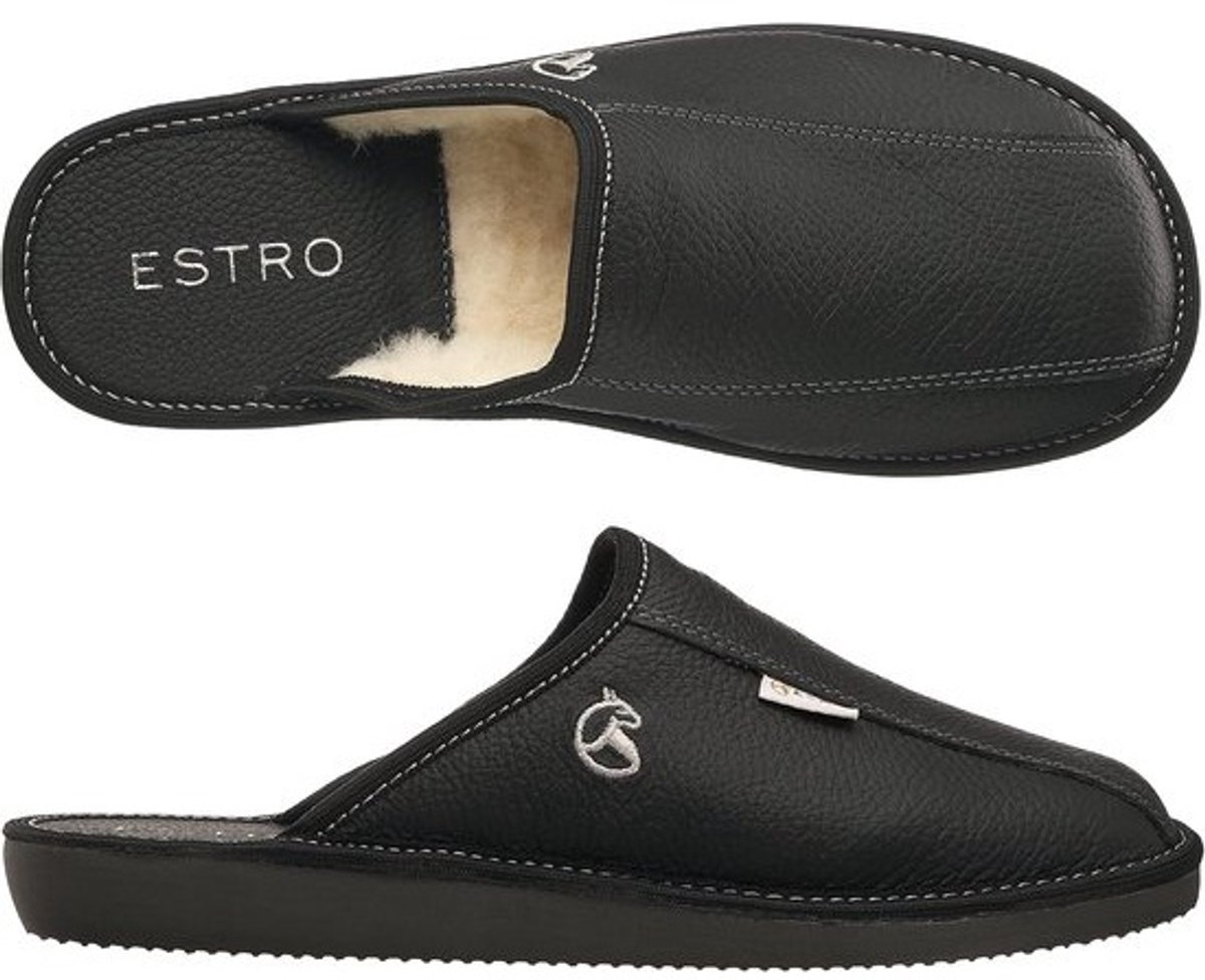 Heren Pantoffels Leer Met Memory Foam Zool - Warme Comfort Huisschoenen
