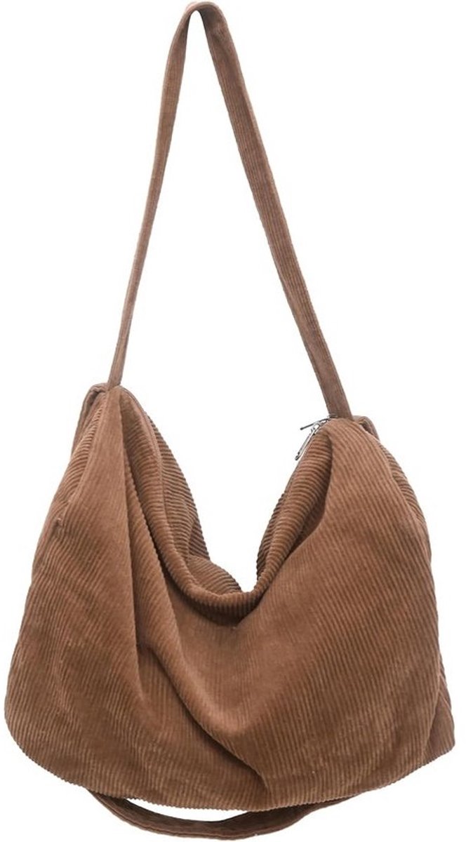 Grote Corduroy Schoudertas voor Dames en Heren - Shopper en Crossbody Tas voor Dagelijks Gebruik