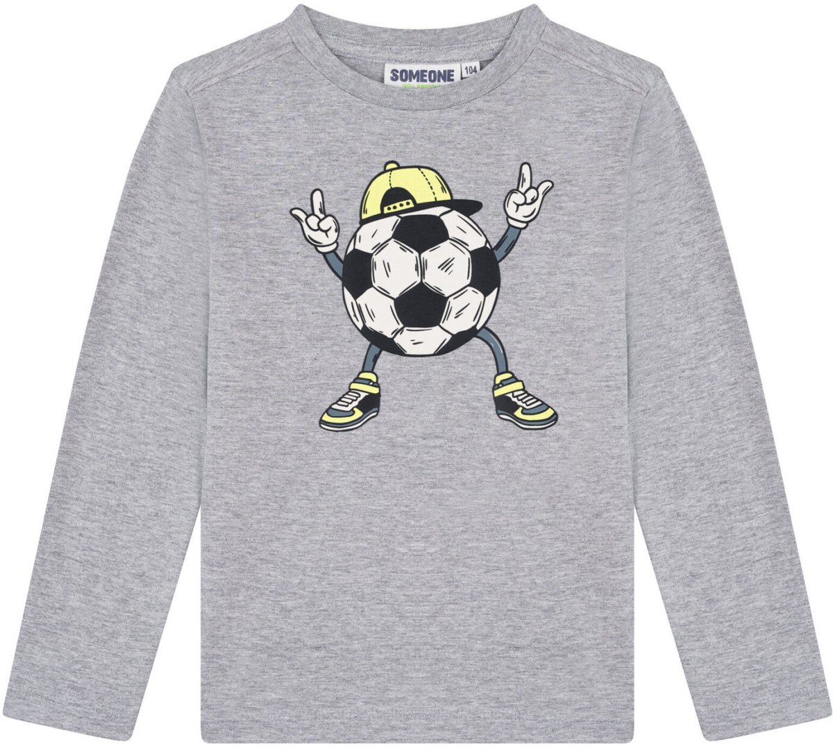 Someone T-shirt LS Jongens Grey melange voetbal - BRAM - Maat 92