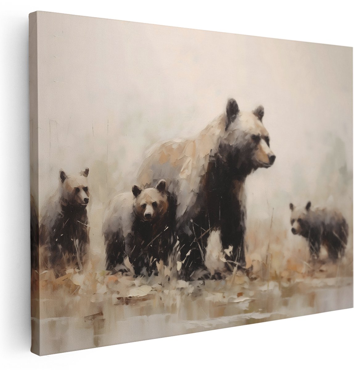 Artaza Canvas Schilderij Bruine Beer - 160x120 cm - Groot - Wanddecoratie Natuur - Muurdecoratie Dieren - Kamer Accessoires Woonkamer