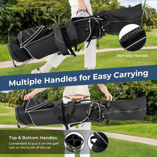 SureDeal® - Golf - Golftas Golfstandtas - Poten Regenhoes - Vaks Verdeling Lichte - Standaard - Dames - Heren - 20,5x14 cm - Zwart van suredeal — afbeelding 5