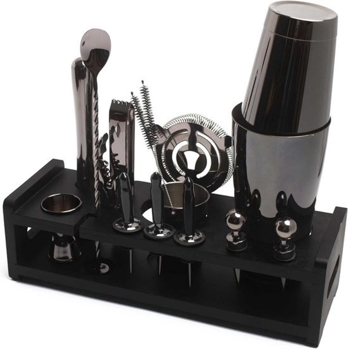 Professionele Cocktail Set 17 Delen Zwart - Boston Shaker RVS Barman Gereedschap
