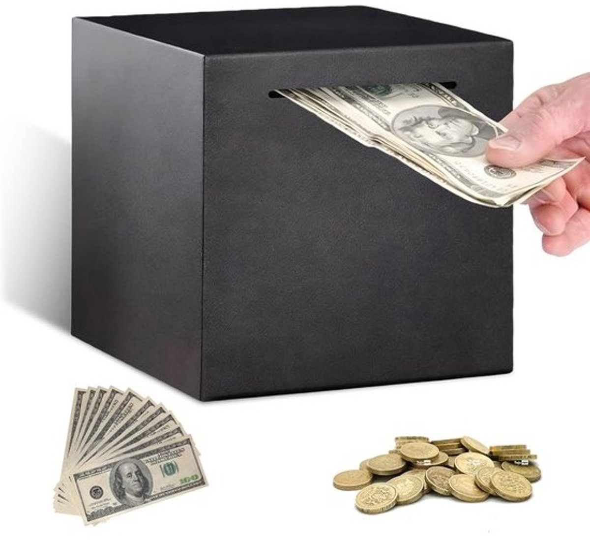 Grote Roestvrijstalen Spaarpot (15x15cm) - Duurzaam en Herbruikbaar Geld Spaarvarken