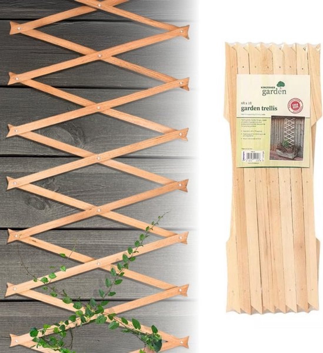 Set van 2 Houten Klimrek voor Klimplanten 1.8m x 1.8m - Tuinlatwerk uitschuifbaar