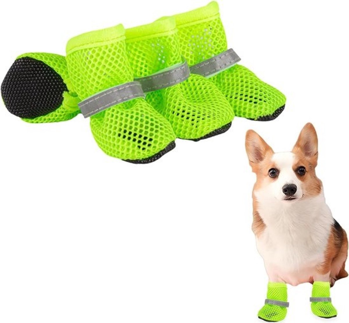 Ademende Zomer Hondenschoenen met Antislip Zool en Verstelbare Banden