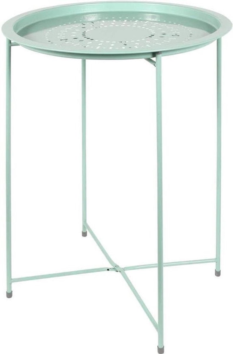 Bijzettafel Metaal - Tafeltje Tuin - Buiten Zitten - Inklapbaar Frame - 47 x 60 x 47 cm - Groen