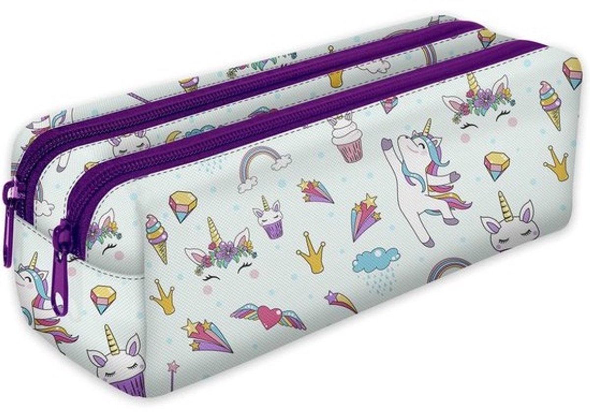 Dubbel Vak Pennenhouder met Twee Ritsen voor Pennen en Accessoires