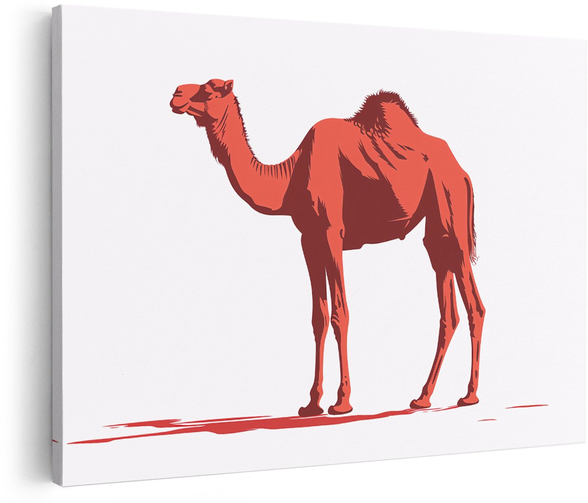 Artaza Canvas Schilderij Kameel - 150x100 cm - Groot - Wanddecoratie Dieren - Muurdecoratie Minimalistisch - Schilderijen Op Canvas - Rood