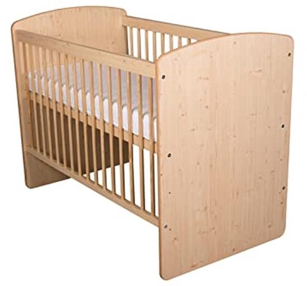 Babybed 120 x 60 cm met verstelbare hoogte en matras - Natuurlijk houten ledikant