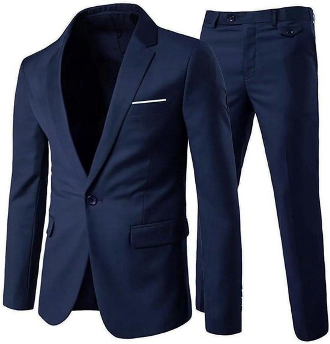 2-delig pak heren slim fit – elegante blazer met één knop en chino broek, formeel en zakelijk herenpak voor bruiloft en kantoor