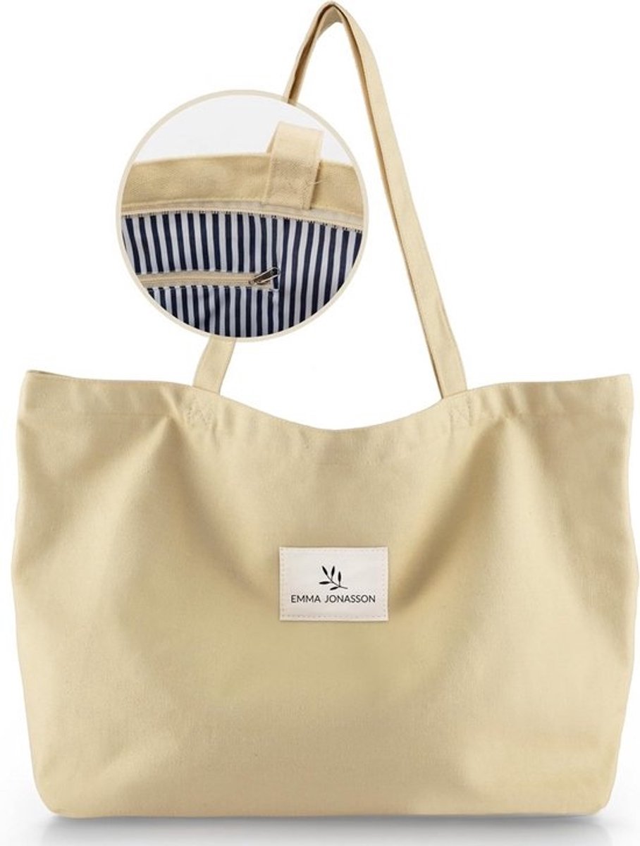 Grote Jute Shopper Tas met Rits en Binnenvak voor Dames