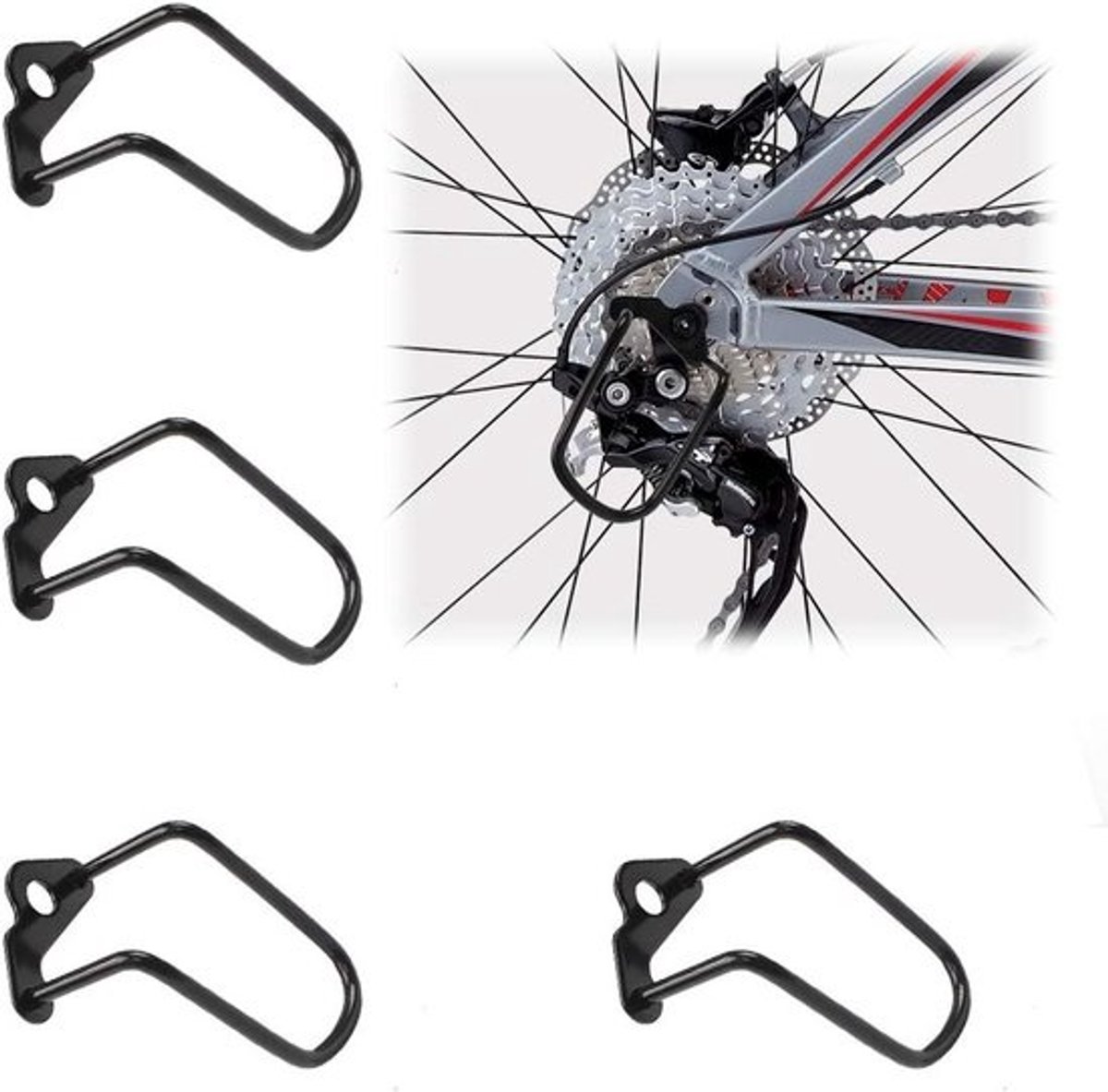 Fiets Derailleur Beschermer Set 4 Stuks - Universele Achterderailleur Guard Voor Mountainbike en Racefiets