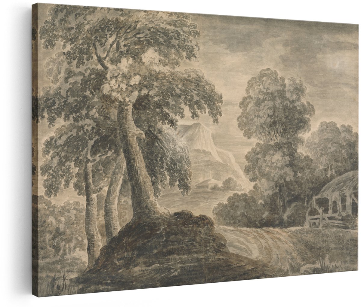 Artaza Canvas Schilderij Landschap - 150x100 cm - Groot - Wanddecoratie Oude Meesters - Muurdecoratie Bos - Decoratie Boom Vintage