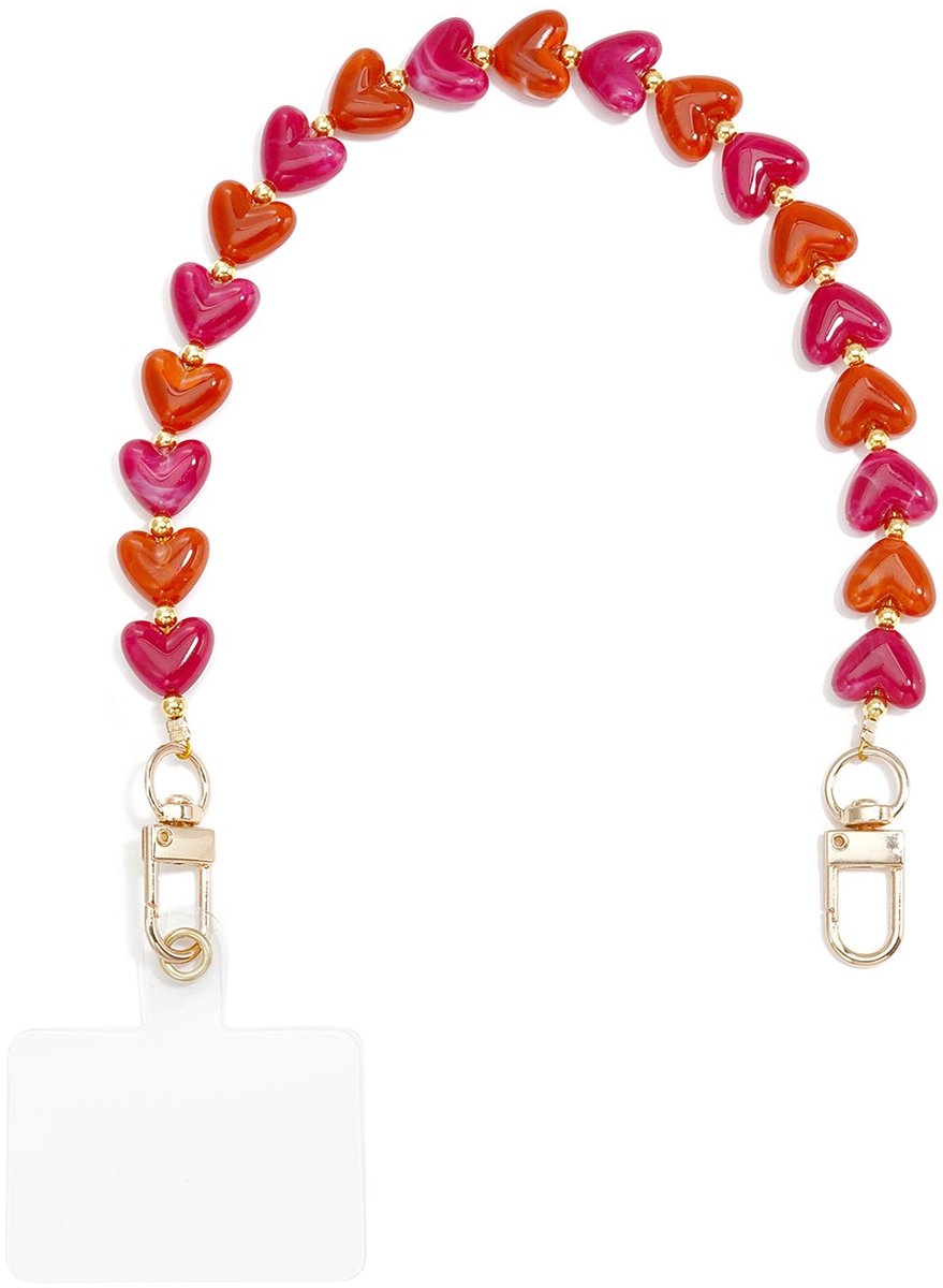Kyomi - Telefoonketting met hartje - Acryl - - Donkere koffiekleur