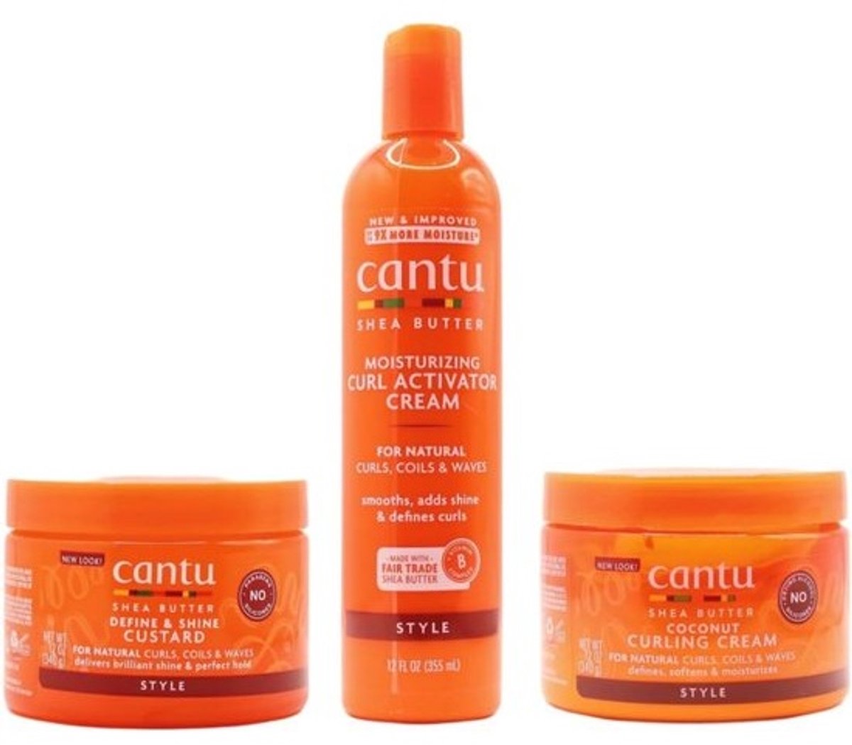 Krul Activator Cream Bundel met Define & Shine Custard en Coconut Curling Cream – 12oz voor Pluizige en Gezonde Krullen