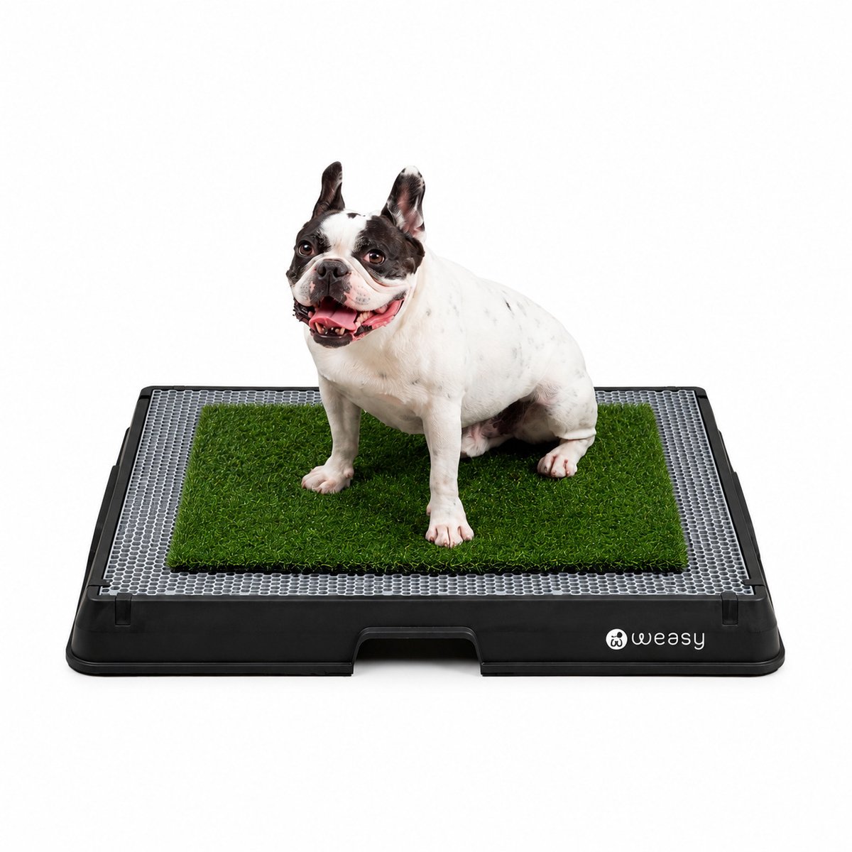 Weasy – Slim potje voor honden – Zwart – Gemiddeld– Met Weasy Bag en synthetische grasmat