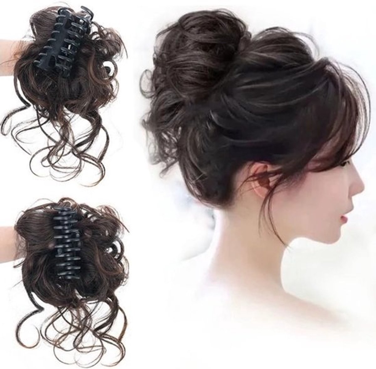 Krullend Haarstukje met Klauwclip voor Dames - Elastische Clip-In Paardenstaart/Knot Verlenging