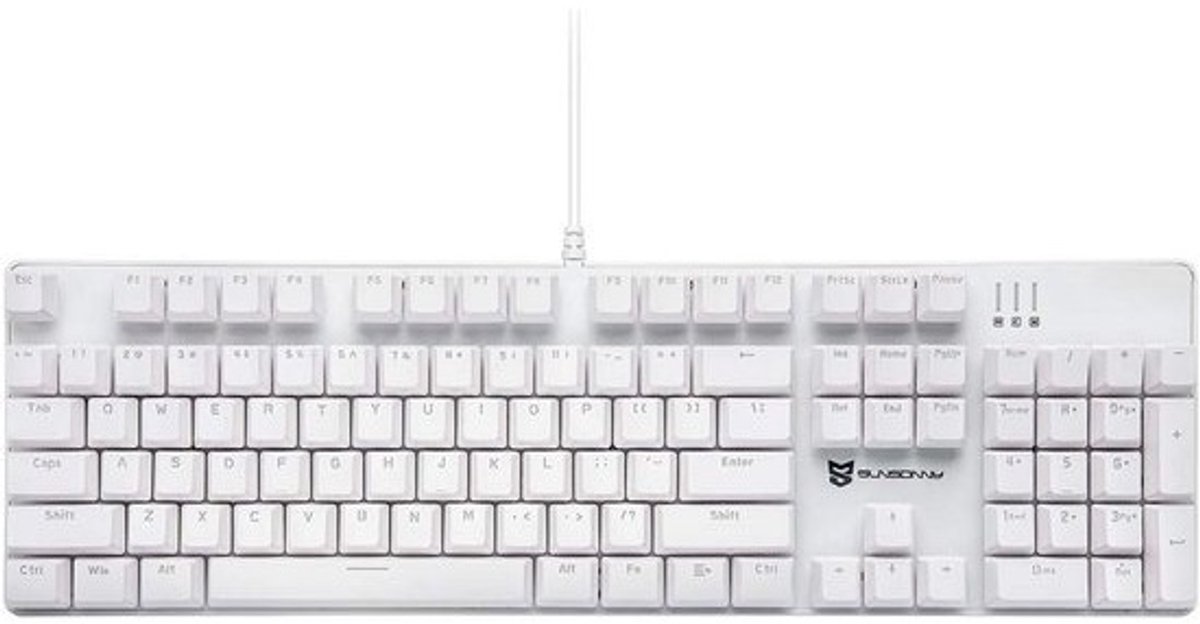 Mechanisch Gaming Toetsenbord Wit 104 Toetsen Amerikaans Layout Bruine Schakelaars Verstelbare LED Achtergrondverlichting