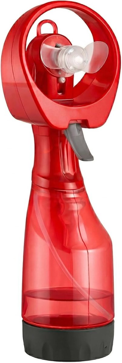 Vernevelingsventilator - Kleine handventilator - Geschikt voor cosmetisch, thuis- en buitengebruik - Waterkoelgereedschap - Rood - Ventilator met sproeifunctie - Maakt huid vochtig en verkoelt - Draagbaar - Zomer - Batterij niet inbegrepen