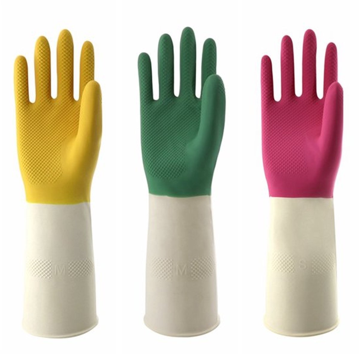 Set van 3 paar rubberen afwashandschoenen maat L, flexibel en antislip, voor afwassen en schoonmaakwerkzaamheden