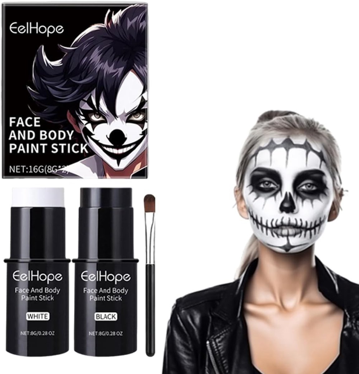 Halloween Gezichtsverf Set voor Kinderen en Volwassenen, SFX Make-up Kit voor Griezelige Feestjes, Theater en Kostuumfeesten (1 Set) - Creatieve Make-up, Kleurrijke Verf, Fantasie Kostuums