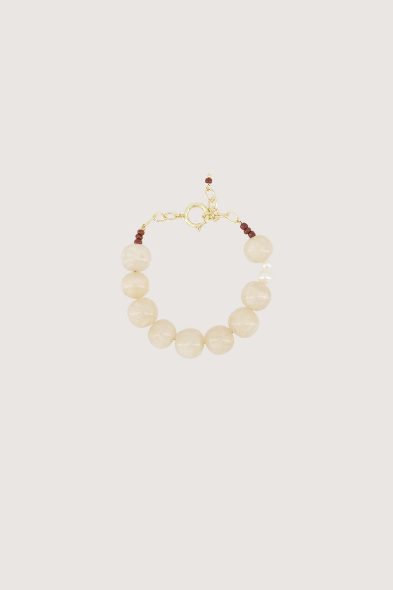 Zusss Chunky Bead Bracelet Resin / Metaal Grey Oyster