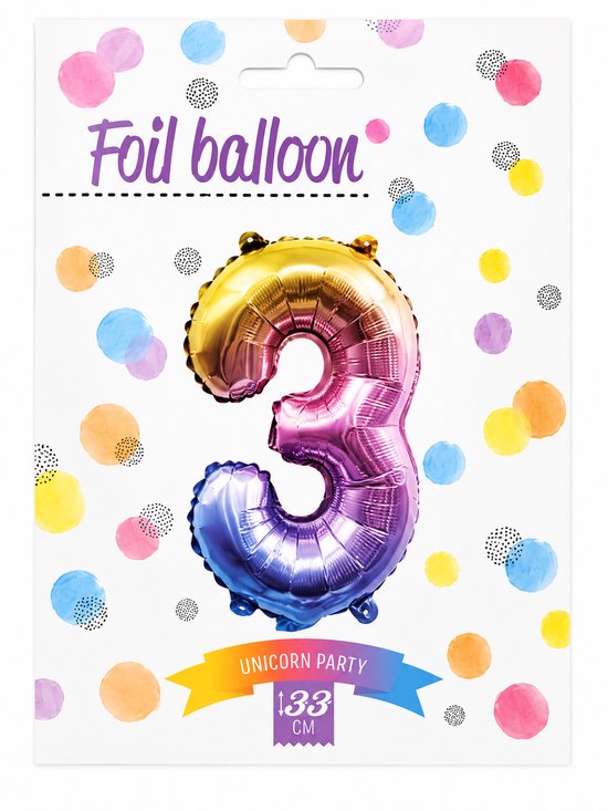 Folie Cijferballon 33 cm - Cijfer 3