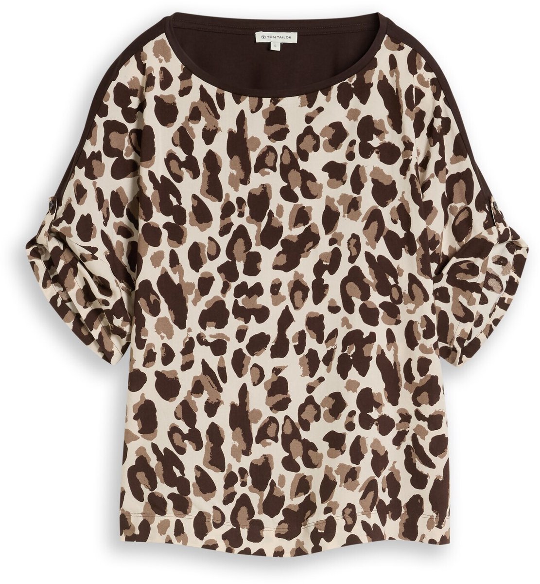 Tom Tailor - T-shirt met luipaardprint - Maat XXL - brown beige leo print