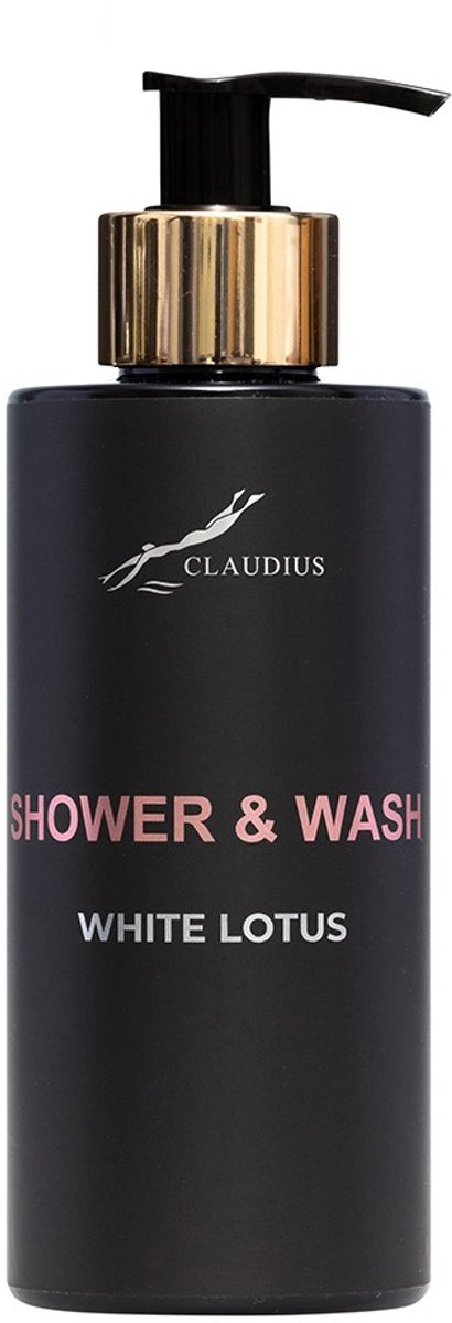 Shower & Wash White Lotus 300 ml - met gouden pomp - zwarte fles