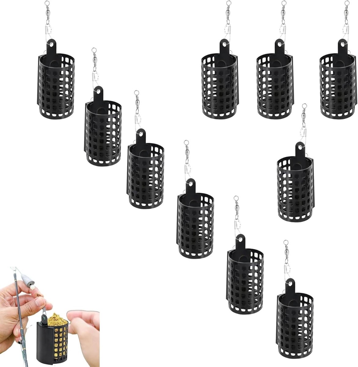 Set van 10 Ronde Vis Voederkooien met Draaiklip - Loodvrije Voederbakken voor Vijver en Karpervissen - Ideaal voor Hengelsport Accessoires 20g