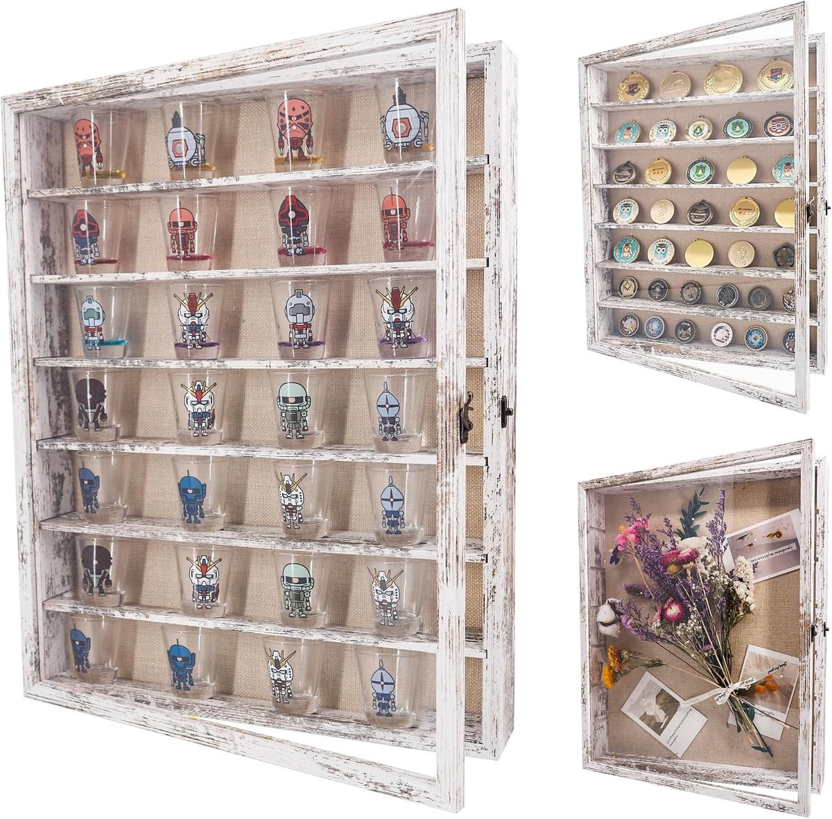Diepe Shadow Box voor Herinneringen met Verwijderbare Planken - Perfect voor Collectibles, Medailles en Bloemen