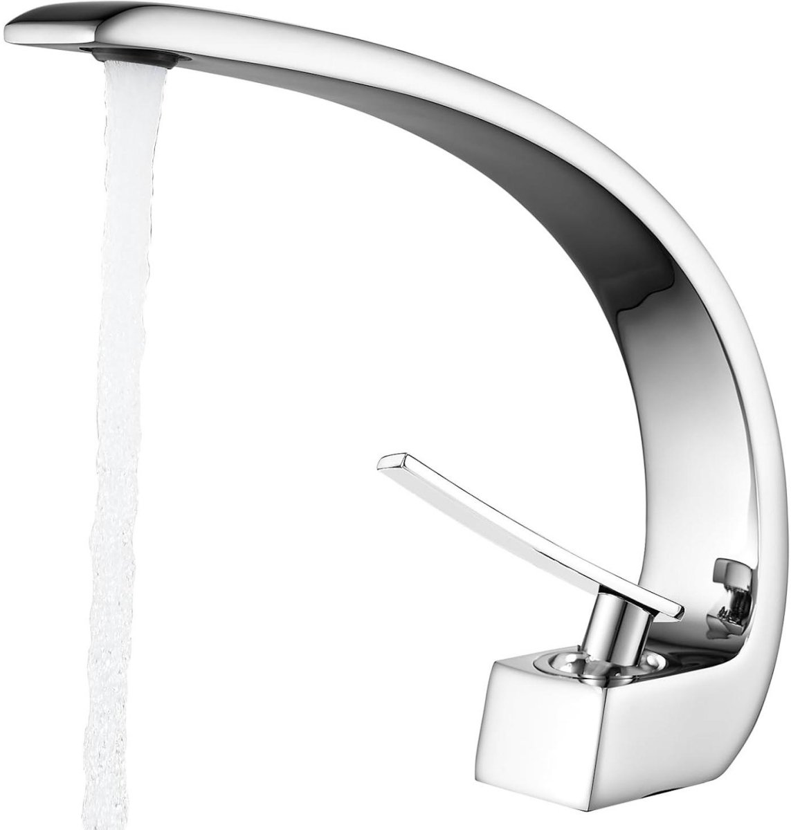 SSTRWGOOD Badkamerkraan geschikt voor wastafel - Verchroomde - Moderne messing badkamerkraan met één hendel - Wastafelkraan - Warm en koud water - Geschikt voor toilet en wastafel