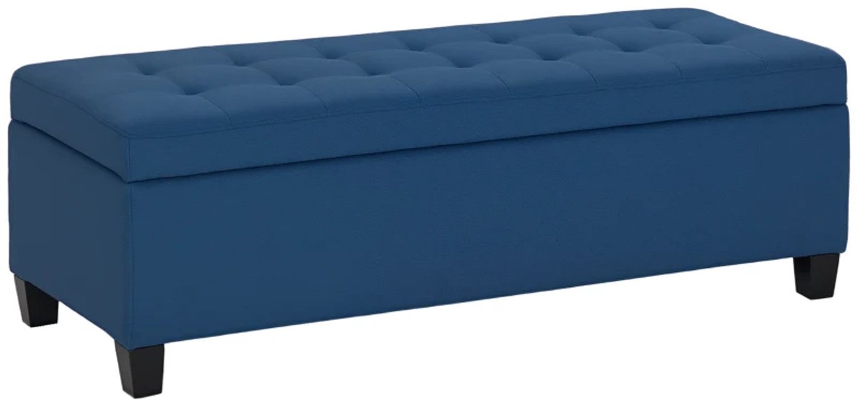 Bankje - Met Opbergruimte - Poef - Halbank - Knoopsteek - 125,1 x 48,9 x 41,3 cm - Blauw