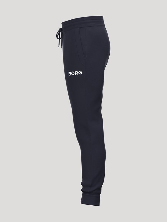 Donkerblauwe Björn Borg joggingbroek met trekkoord en wit logo op de linker broekspijp.
