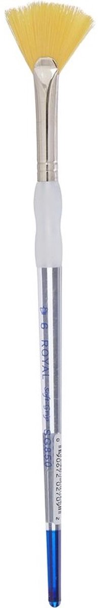 Taklon Fan Brush, Maat 6, Goud, Soft-Grip, Transparant Handvat