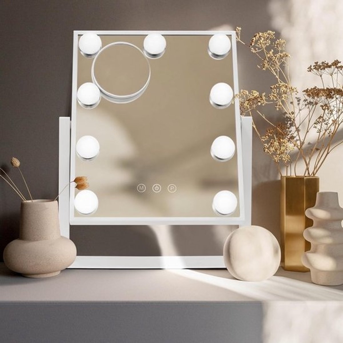 Verlichte Make-up Spiegel - Verstelbare Verlichting - Dagelijkse Verzorging - 3 Kleurstanden - 30 cm - Wit