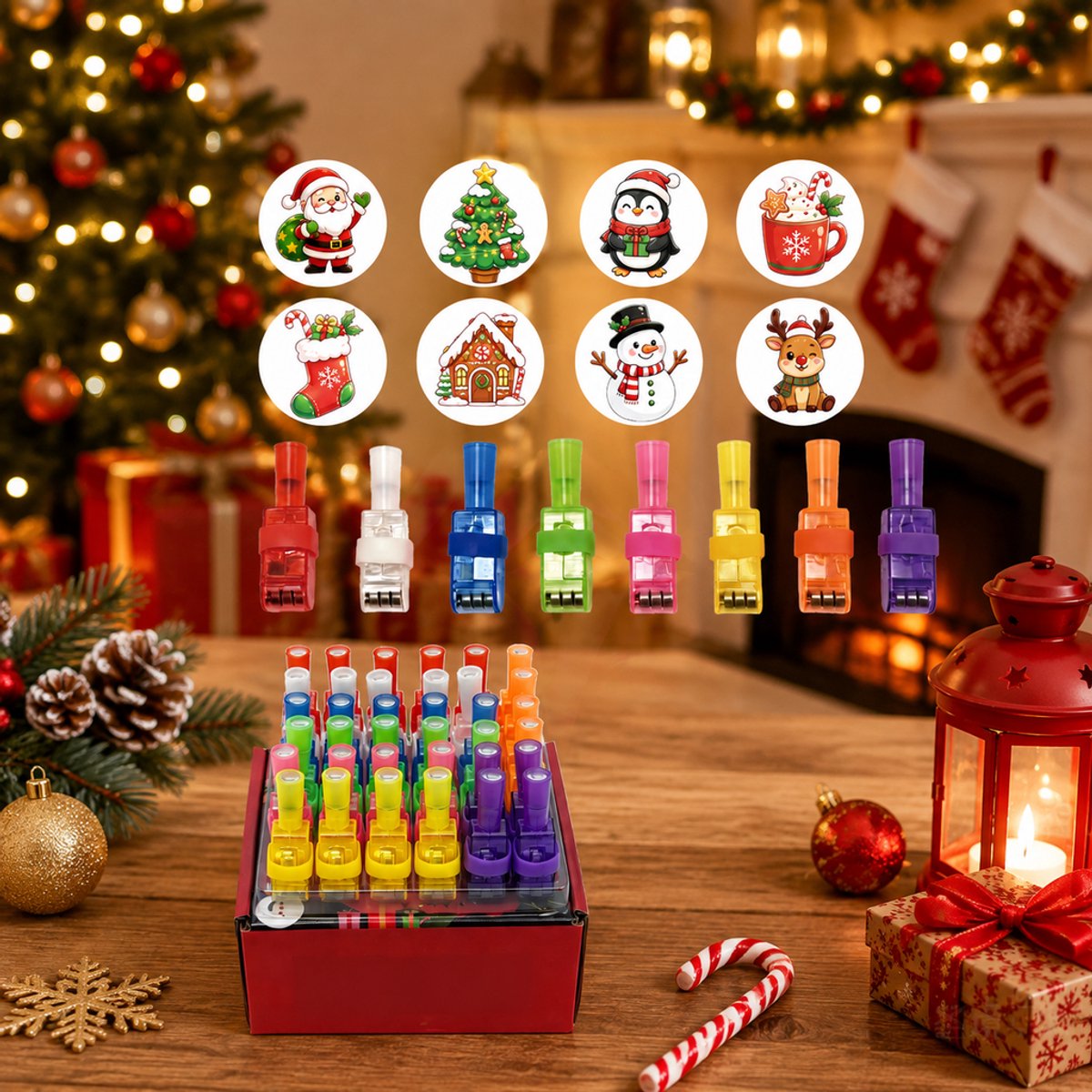Namajunas Kerst Projector Vingerlampjes - 36 Stuks - Uitdeelcadeautjes voor Kinderen en Volwassenen - Traktatie - Klein Speelgoed - Kinderfeestje