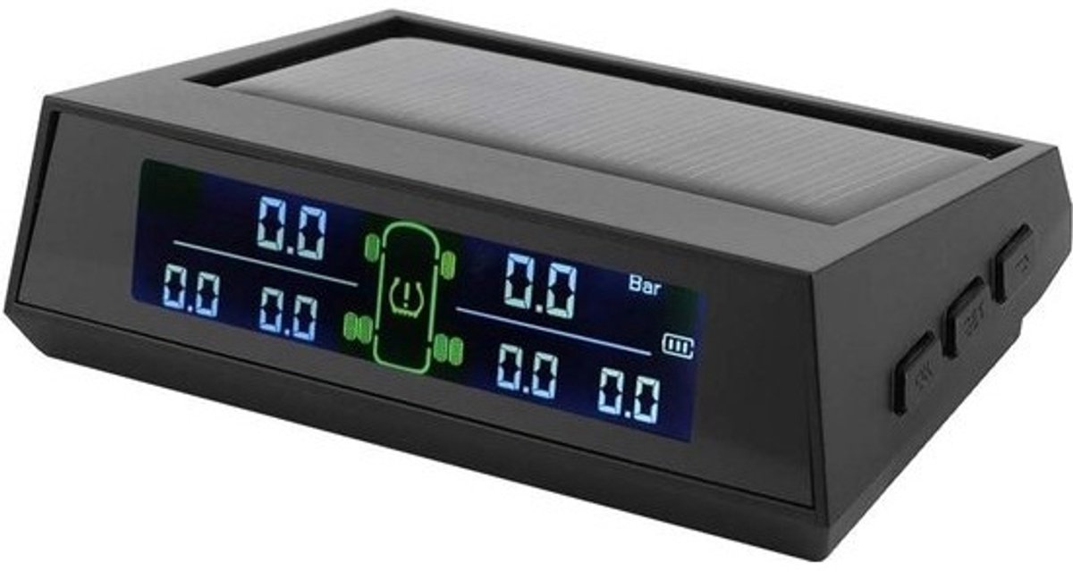 Drukmeting Systeem voor Banden met 6 Sensoren en Zonnepaneel Display