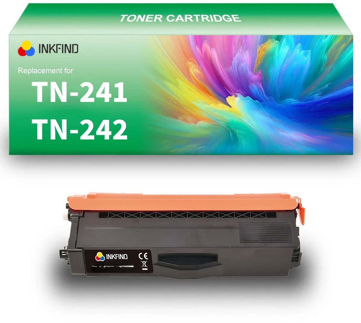 INKFIND TN241BK TN242BK Zwart tonercartridge compatibel met Brother TN241BK TN-241BK TN242BK TN-242BK Zwart toner cartridge - 1-pack Zwart