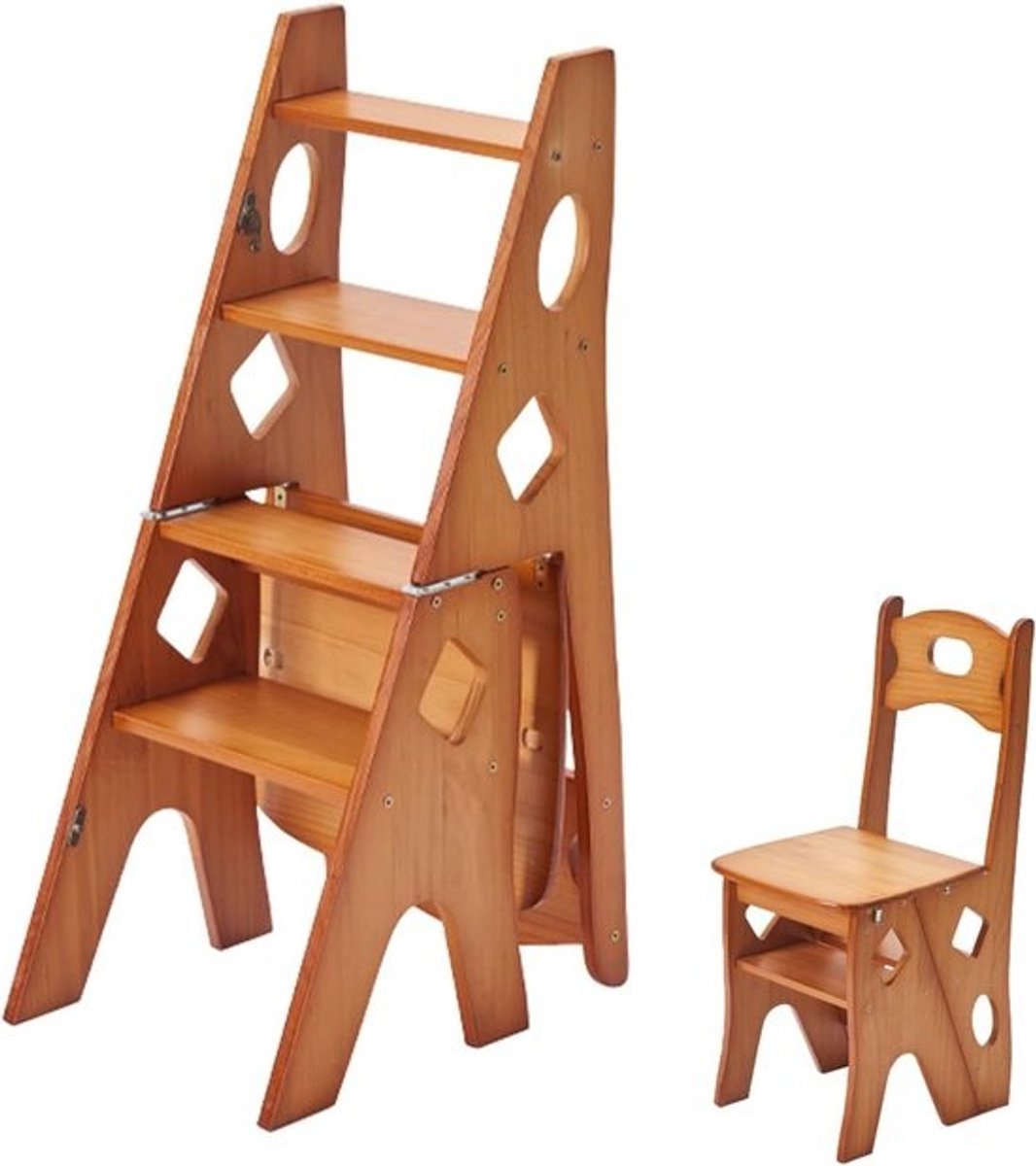 Houten Vouwladder Stoel 4 treden 90 cm bruin